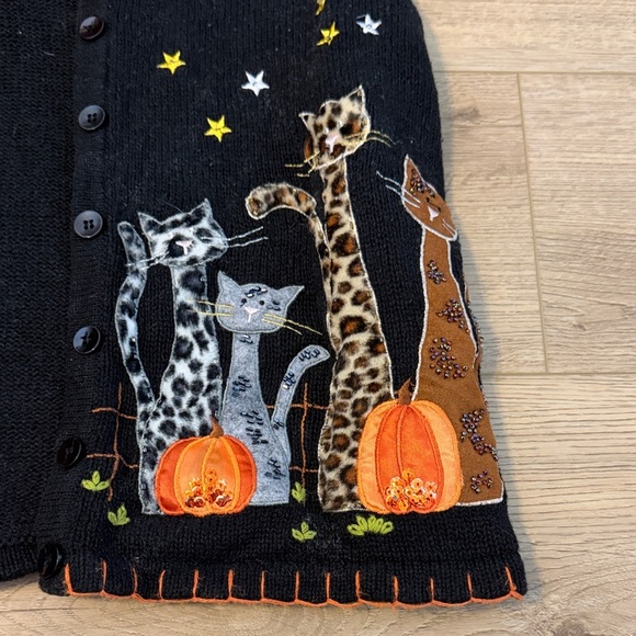Vintage Cat Themed Black Knit Vest - Picture 4 of 7